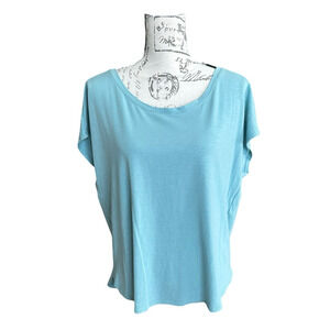 Rachel Zoe Pullover Top Dolman Cap Sleeve Light Blue Modal Cotton Spandex XL